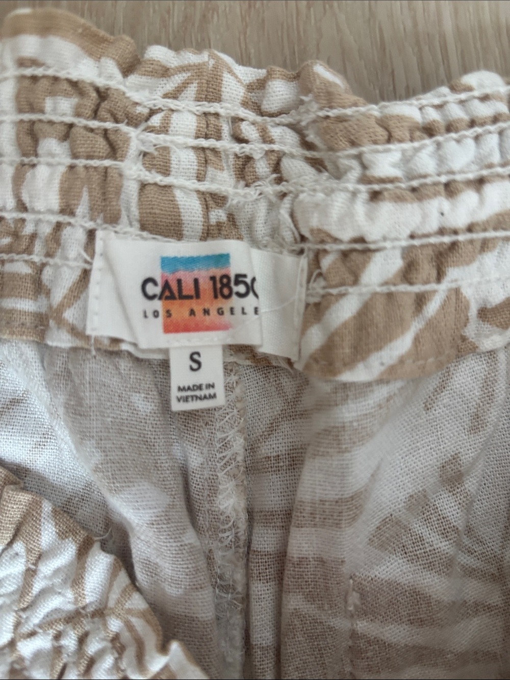 NEW Neutral Leaf Print Wide-Leg Linen Blend Pants - Picture 2 of 8